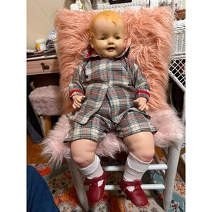 26” Antique Effanbee Lovums Doll 1920s Composition Baby Tin Sleep Eyes